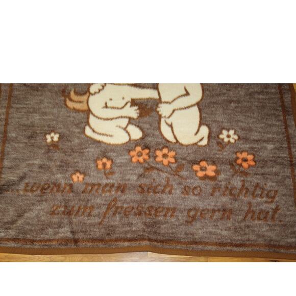 VTG 70s Rare German Kim Casali Fuzzy Love is (Liebe ist) Throw Blanket 56”x70” - Picture 3 of 5